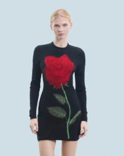 Short Dress with Long Sleeves in Brushed Cashmere