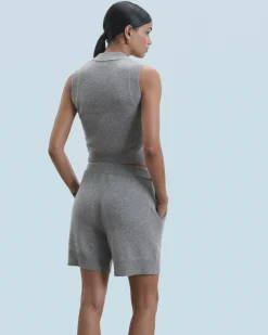 Sleeveless Sweater with Beads at the Neckline