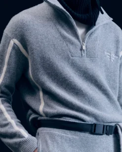 Striped Quarter Zip Neck Sweater