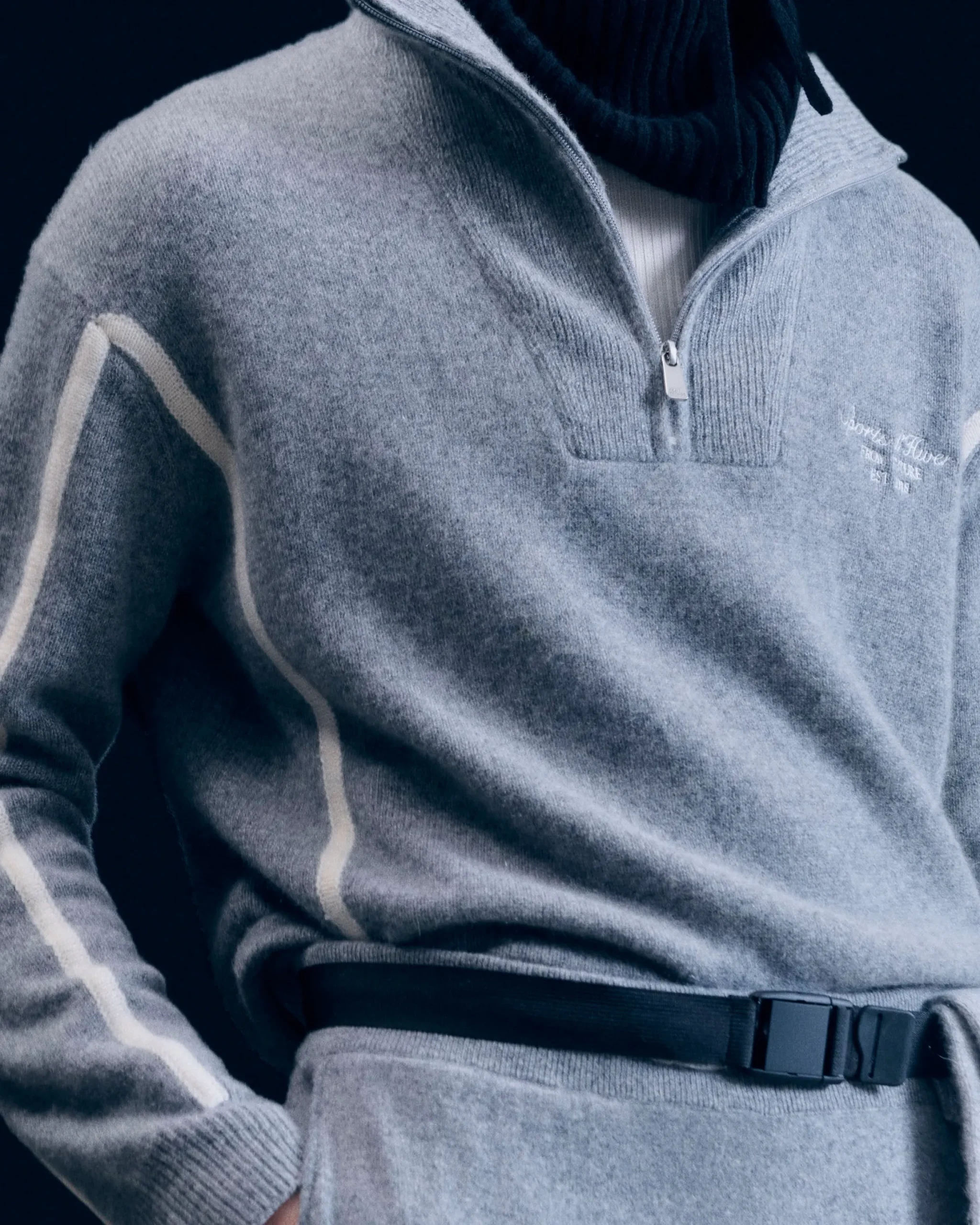 Striped Quarter Zip Neck Sweater