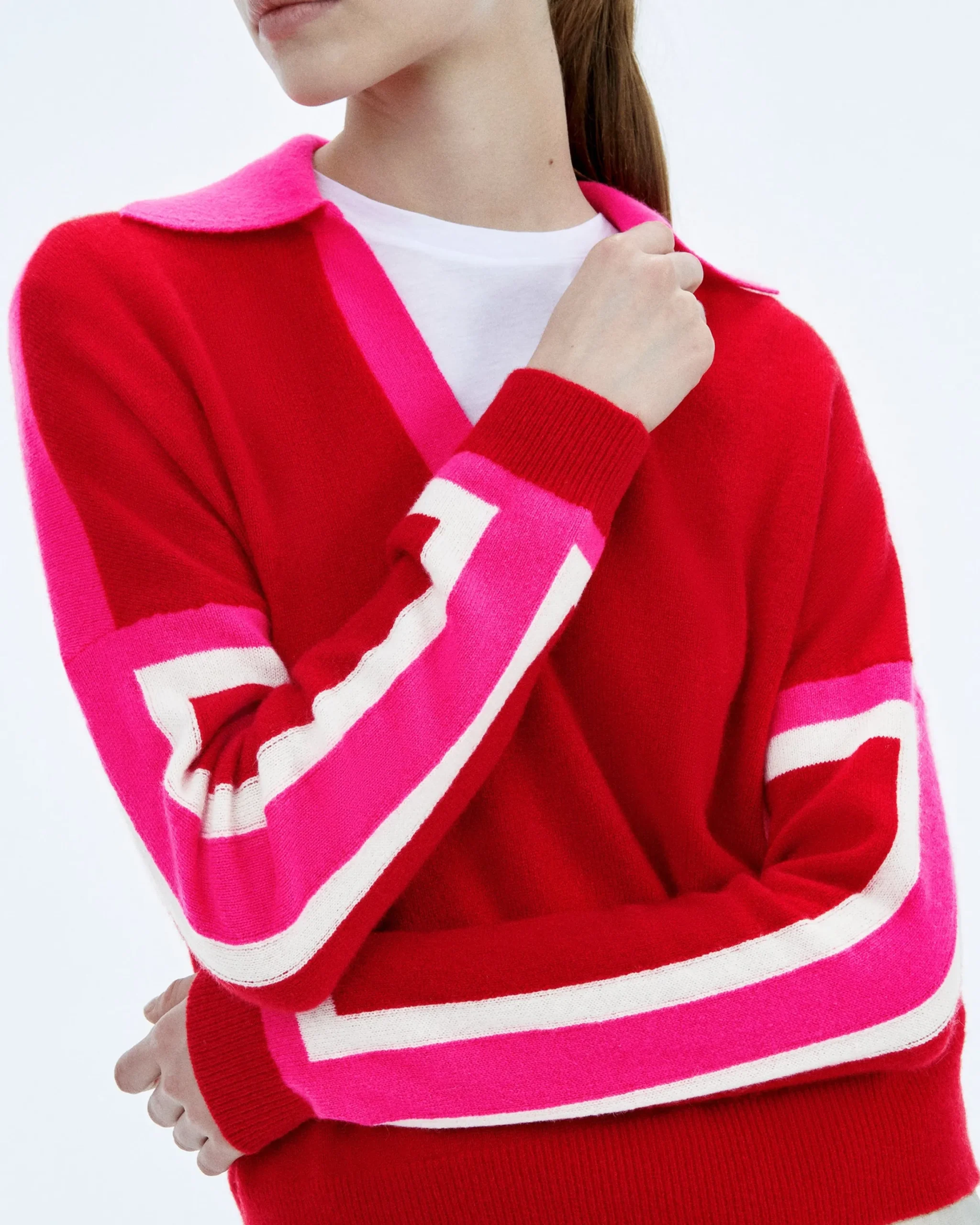 Tricolor Polo Neck Sweater