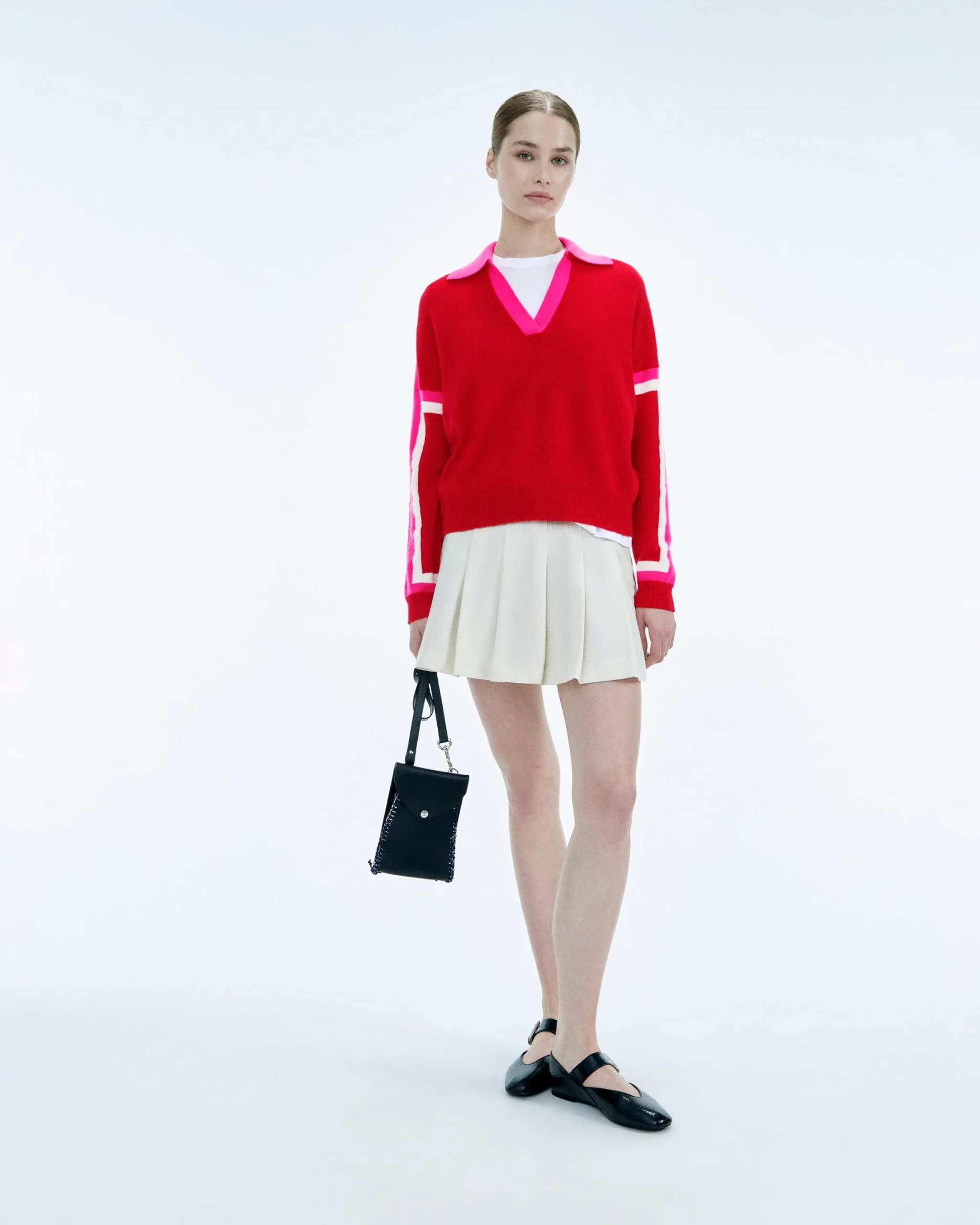 Tricolor Polo Neck Sweater