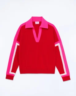 Tricolor Polo Neck Sweater