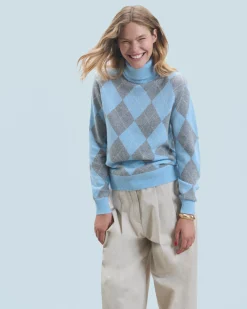 Turtleneck Sweater With Diamond Pattern