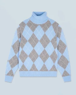 Turtleneck Sweater With Diamond Pattern