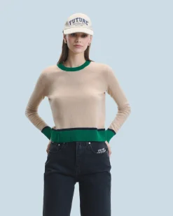 Two-Tone Contrast Crewneck Sweater