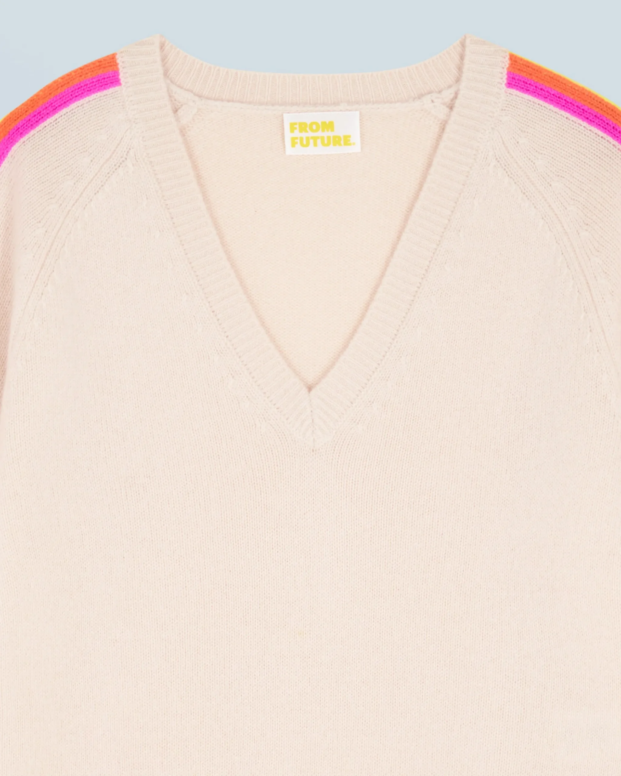 V-Neck Sweater with Multicolor Stripes